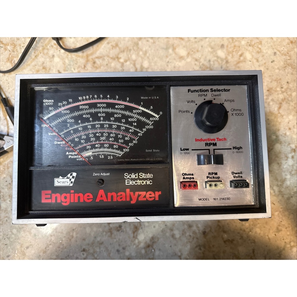 Vintage Sears Solid State Electronic Engine Analyzer Model 161.214230 with Leads